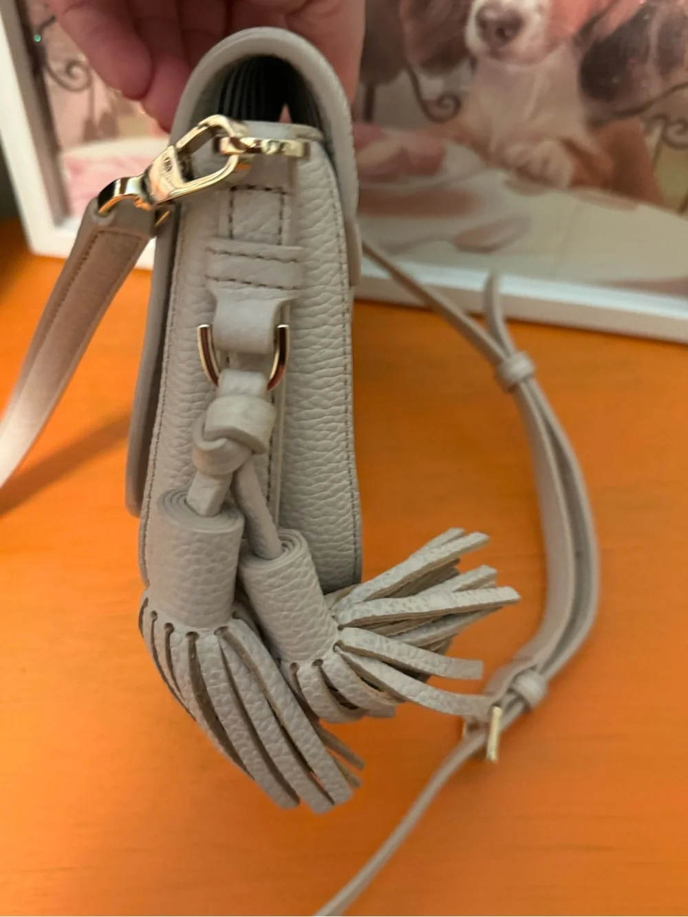 kate spade Small Pebbled Leather Crossbody Bag in Light Gray